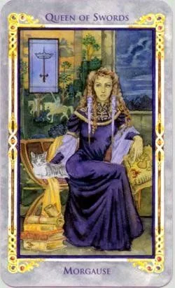 Queen of Swords card from the Arthurian Tarot deck