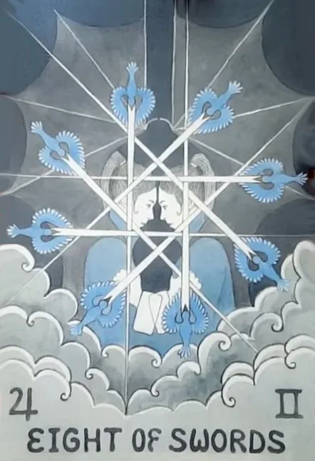Eight of Swords card from the Asherah Tarot deck
