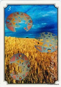Three of Disks from the Atavist Tarot partial gallery