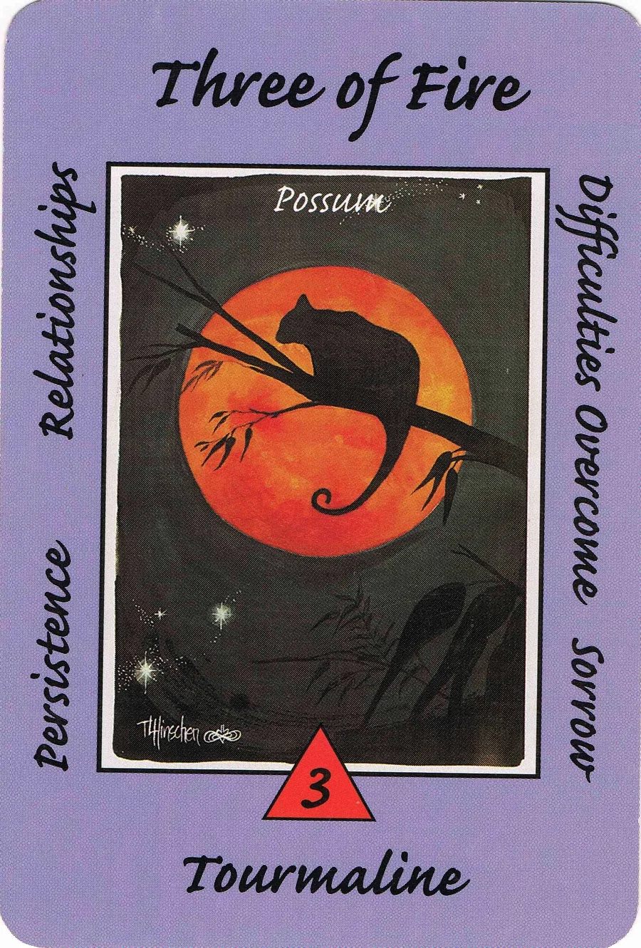 Three of Fire from the Australian Animal Tarot deck