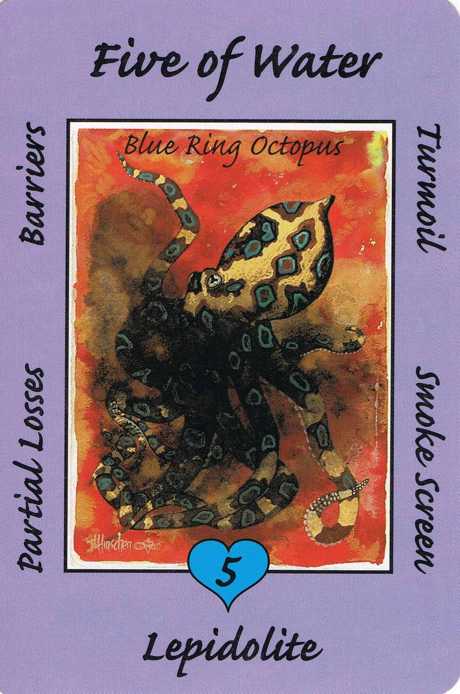 Five of Water from the Australian Animal Tarot deck