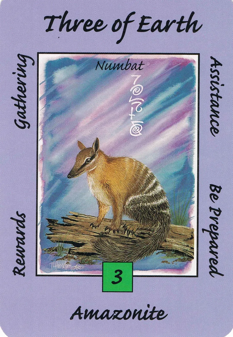 Three of Earth from the Australian Animal Tarot deck