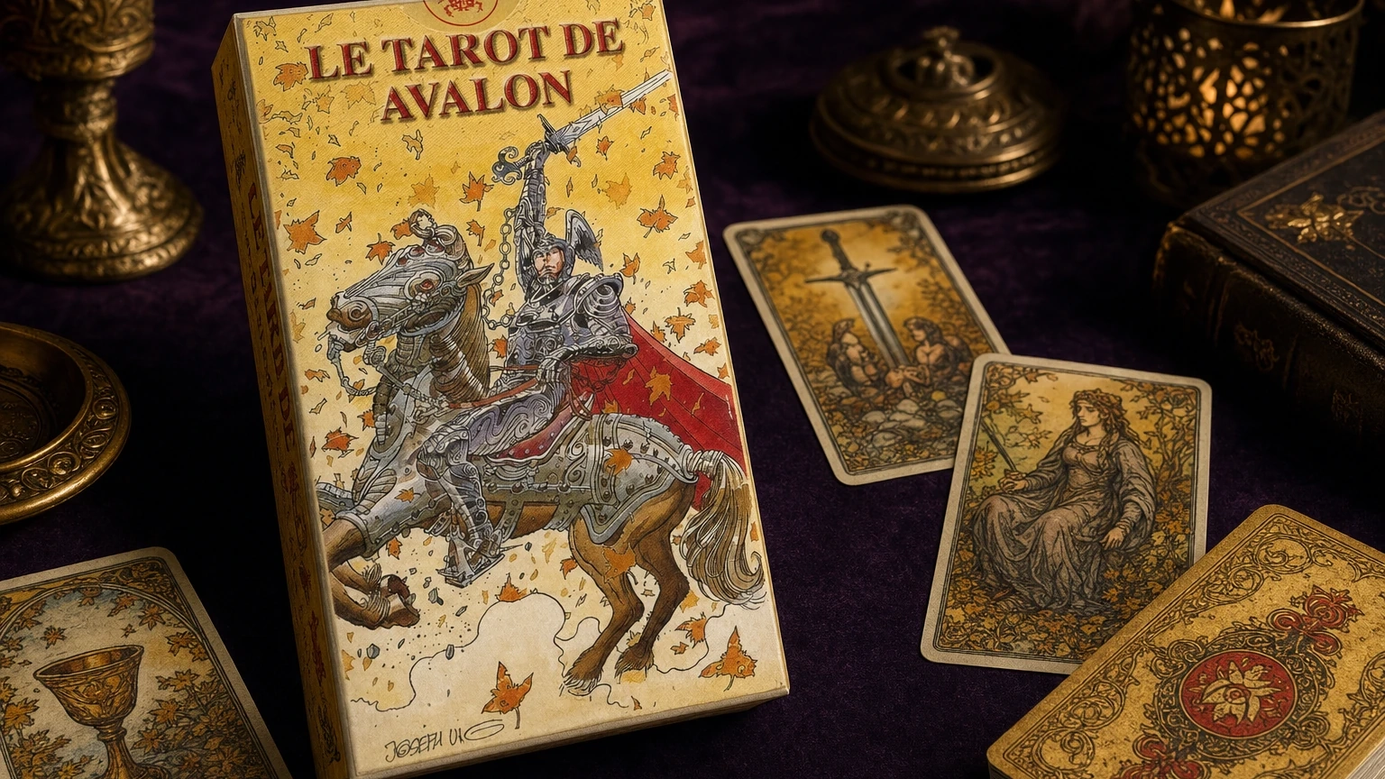 Avalon Tarot Deck by Joseph Viglioglia Avalon Tarot Deck by Joseph Viglioglia in a generated Arthurian reading scene