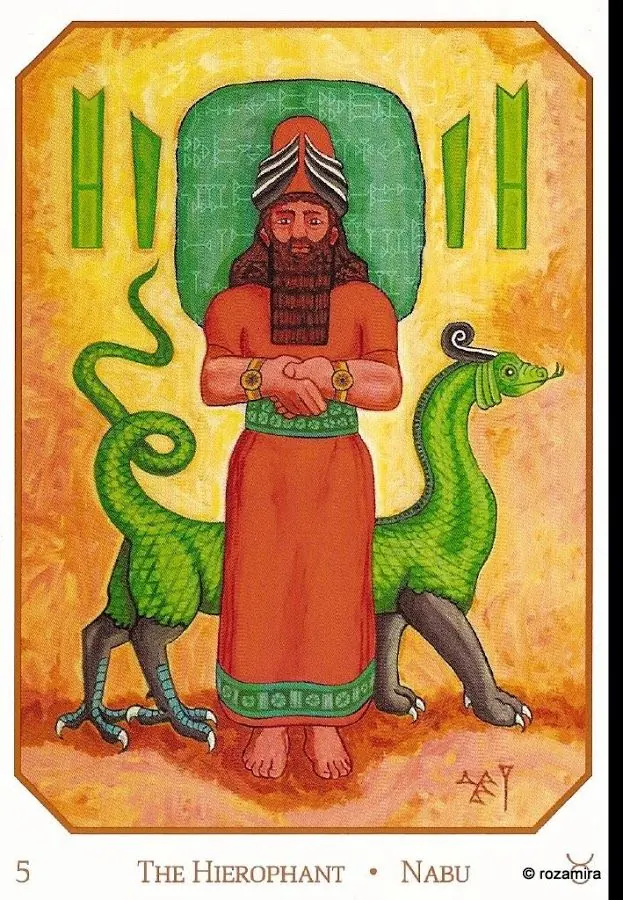 The Hierophant - Nabu card from the Babylonian Tarot deck