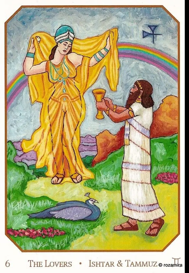 The Lovers - Ishtar and Tammuz card from the Babylonian Tarot deck