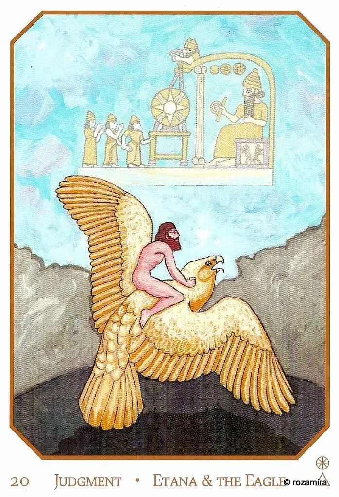 Judgment - Etana and the Eagle card from the Babylonian Tarot deck