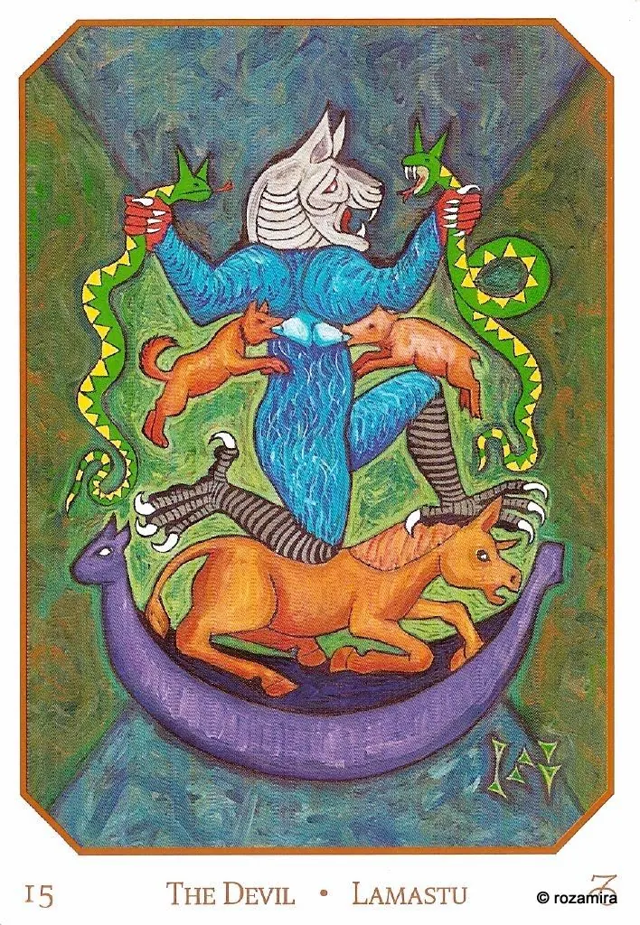 The Devil - Lamashtu card from the Babylonian Tarot deck