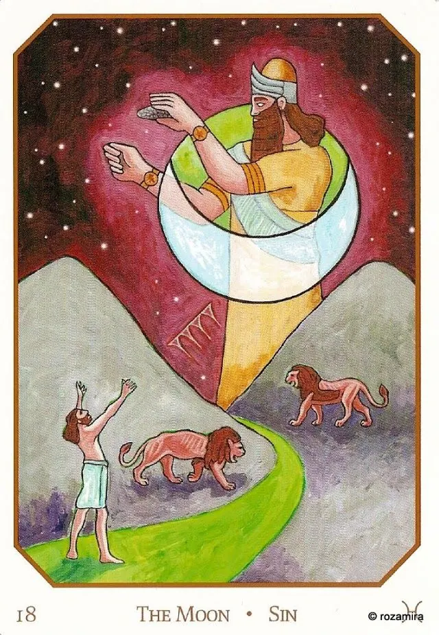 The Moon - Sin card from the Babylonian Tarot deck