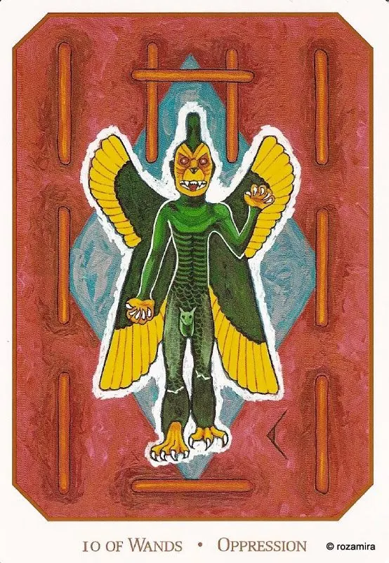 Ten of Wands - Oppression card from the Babylonian Tarot deck