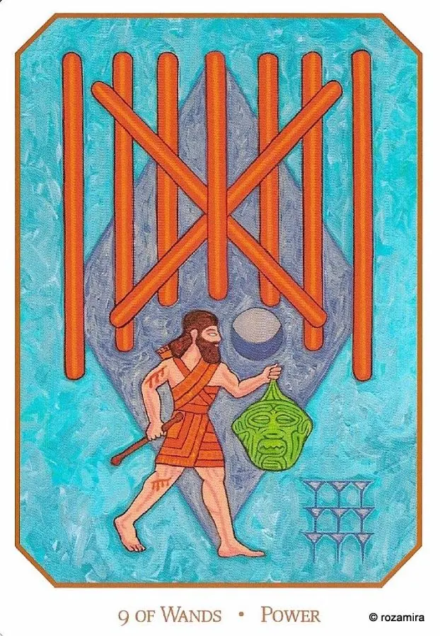 Nine of Wands - Power card from the Babylonian Tarot deck