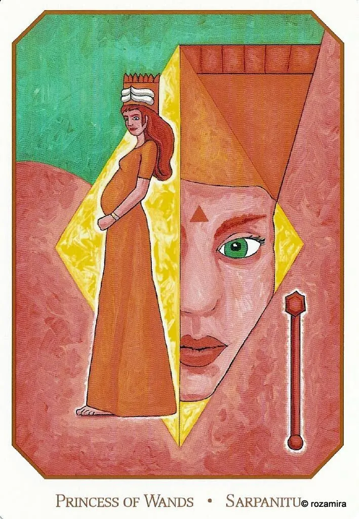 Princess of Wands - Sarpanit card from the Babylonian Tarot deck