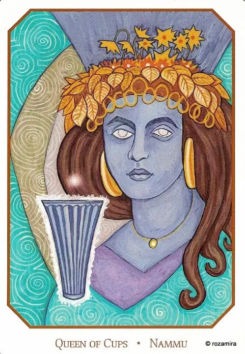 Queen of Cups - Nammu card from the Babylonian Tarot deck