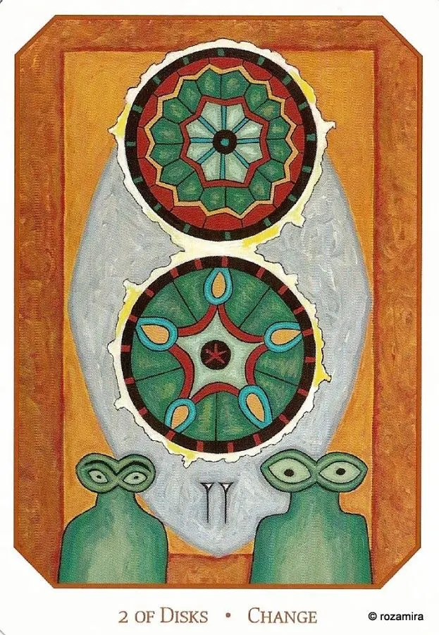 Two of Disks - Change card from the Babylonian Tarot deck