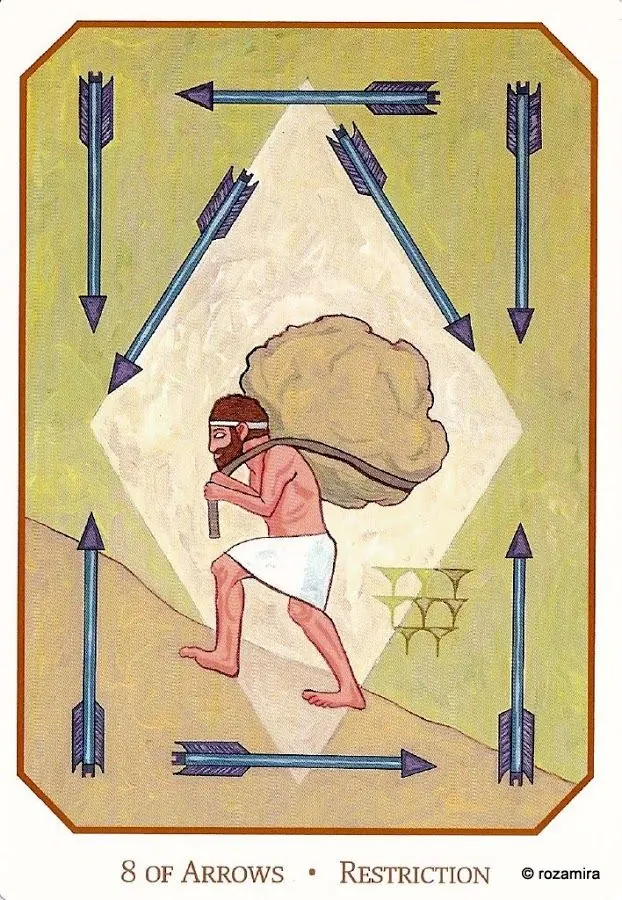 Eight of Arrows - Restriction card from the Babylonian Tarot deck