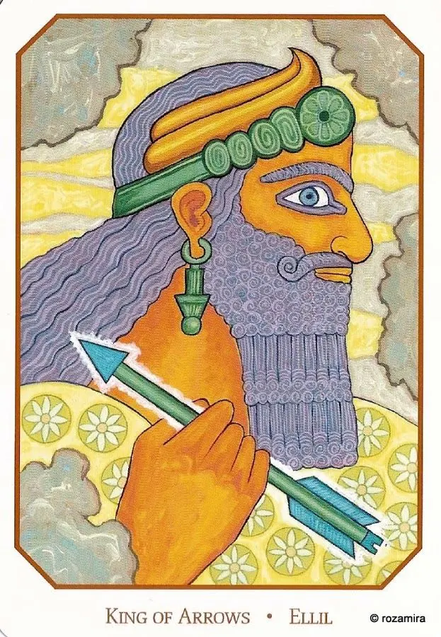 King of Arrows - Ellil card from the Babylonian Tarot deck