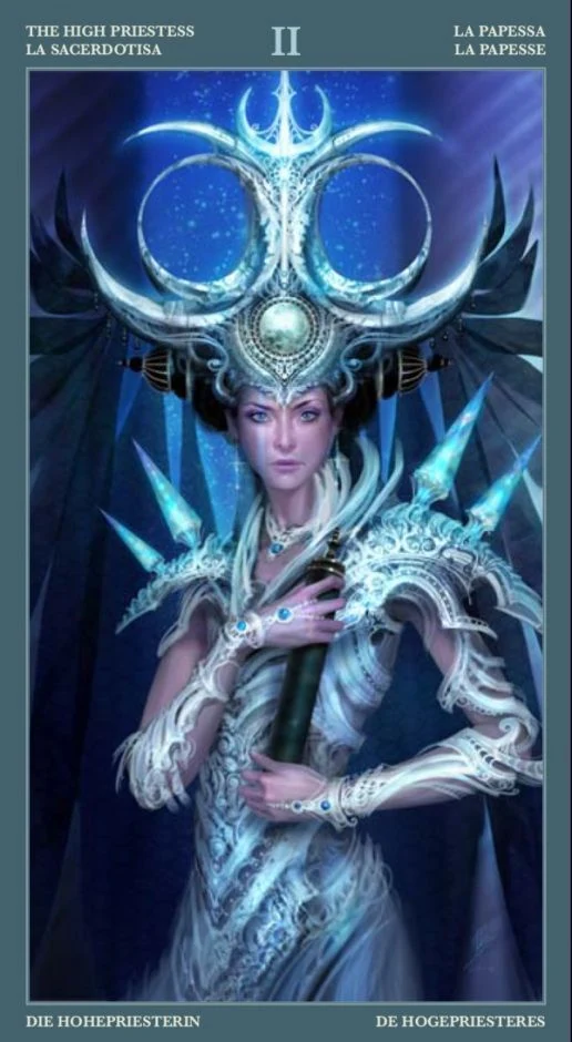 The High Priestess card from the Barbieri Tarot deck