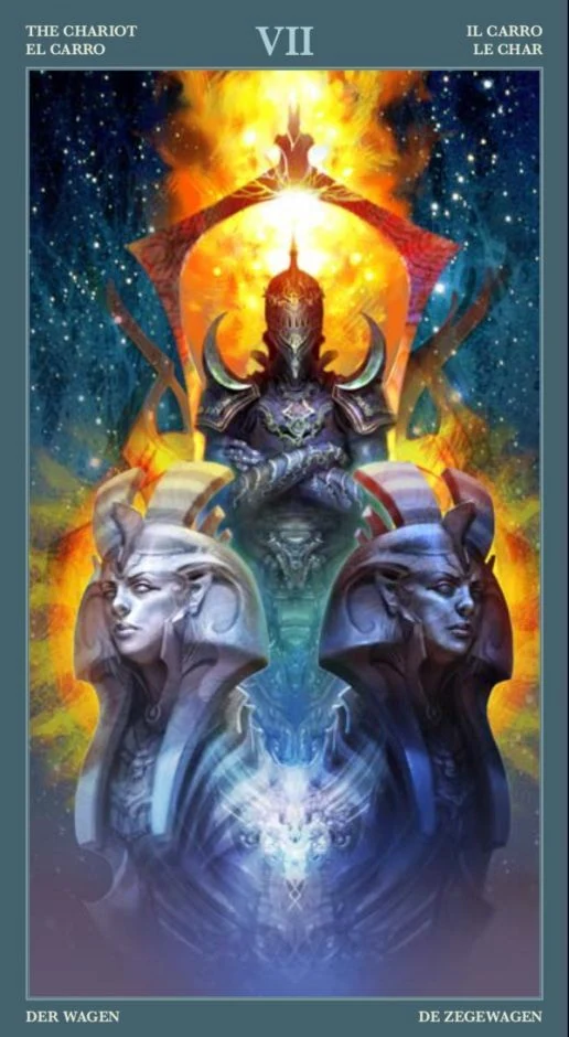 The Chariot card from the Barbieri Tarot deck