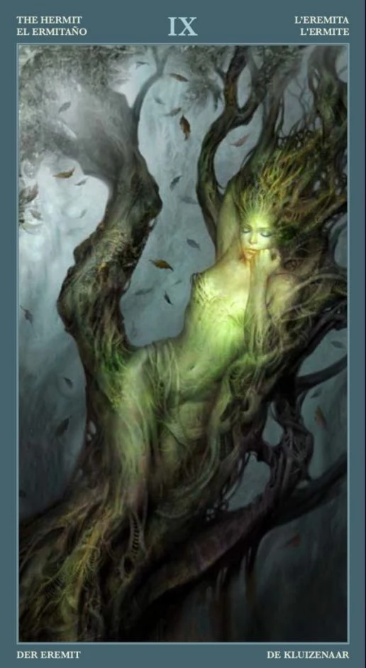 The Hermit card from the Barbieri Tarot deck