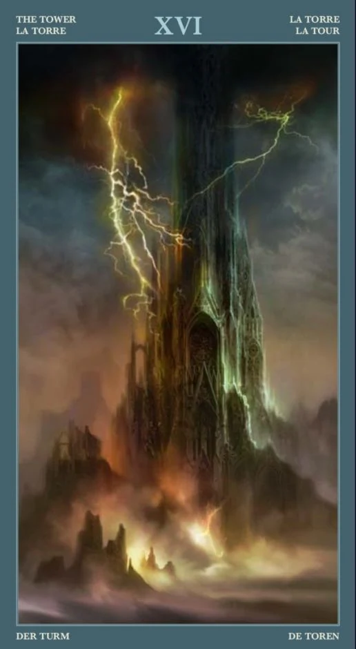The Tower card from the Barbieri Tarot deck