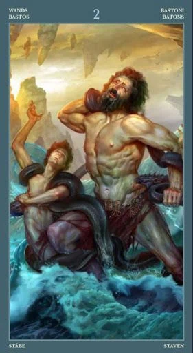 2 of Wands card from the Barbieri Tarot deck