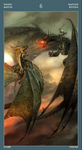 6 of Wands card from the Barbieri Tarot deck
