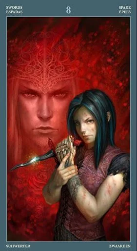8 of Wands card from the Barbieri Tarot deck