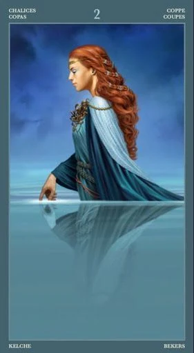 2 of Chalices card from the Barbieri Tarot deck
