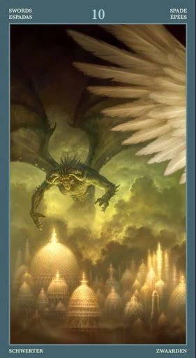 10 of Swords card from the Barbieri Tarot deck