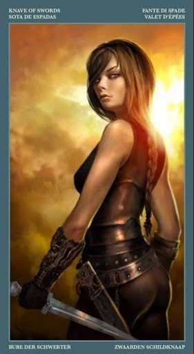 Knave of Swords card from the Barbieri Tarot deck