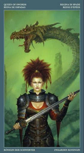 Queen of Swords card from the Barbieri Tarot deck