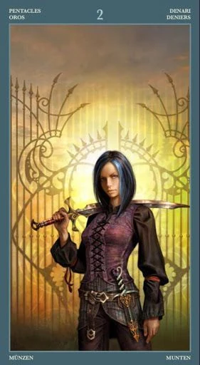 2 of Pentacles card from the Barbieri Tarot deck