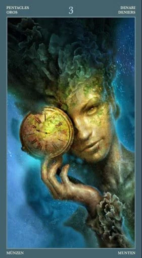 3 of Pentacles card from the Barbieri Tarot deck