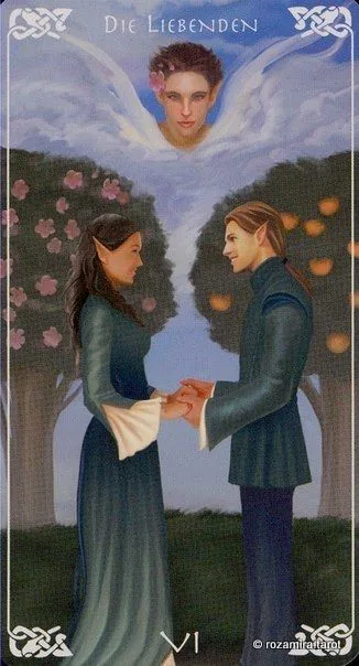 The Lovers card from the Bayless Tarot deck