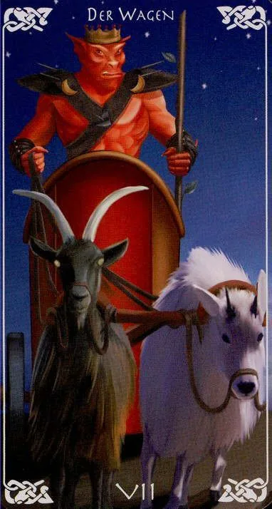 The Chariot card from the Bayless Tarot deck