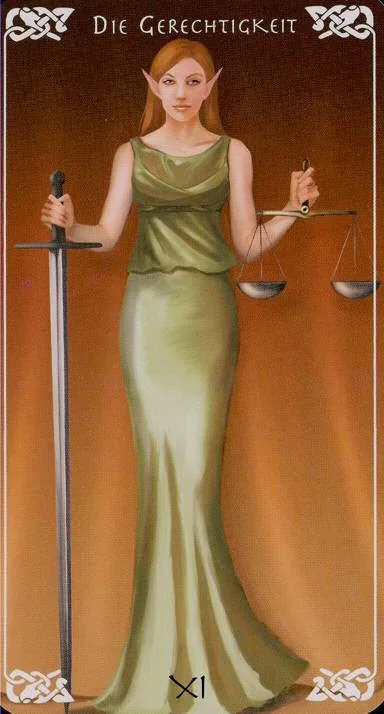Justice card from the Bayless Tarot deck