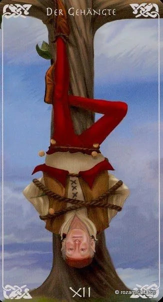 The Hanged Man card from the Bayless Tarot deck
