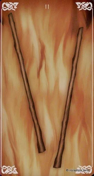 Two of Wands card from the Bayless Tarot deck
