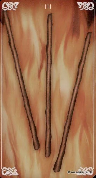 Three of Wands card from the Bayless Tarot deck
