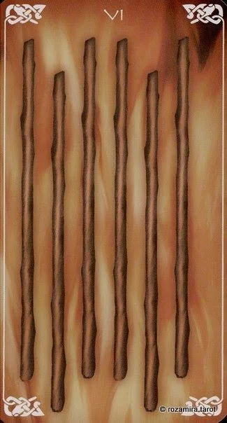 Six of Wands card from the Bayless Tarot deck