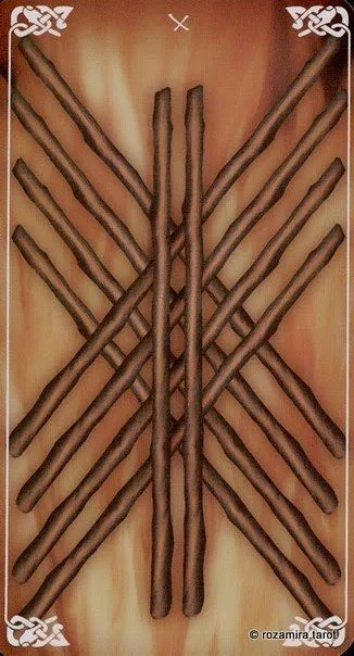 Nine of Wands card from the Bayless Tarot deck