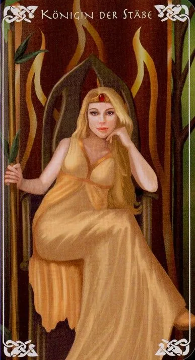 Queen of Wands card from the Bayless Tarot deck