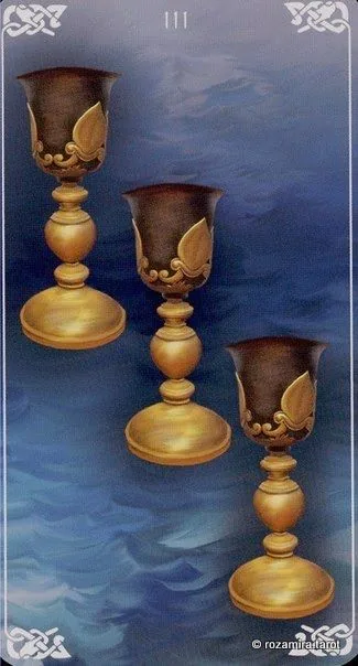 Three of Cups card from the Bayless Tarot deck
