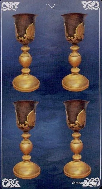 Four of Cups card from the Bayless Tarot deck