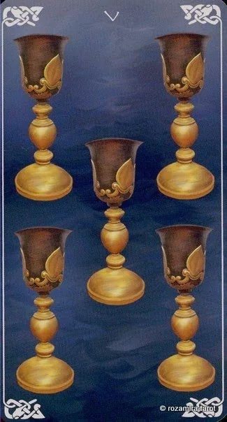 Five of Cups card from the Bayless Tarot deck