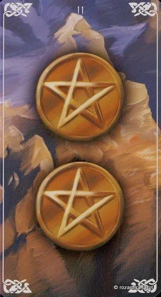 Two of Pentacles card from the Bayless Tarot deck