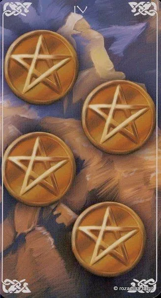 Six of Pentacles card from the Bayless Tarot deck