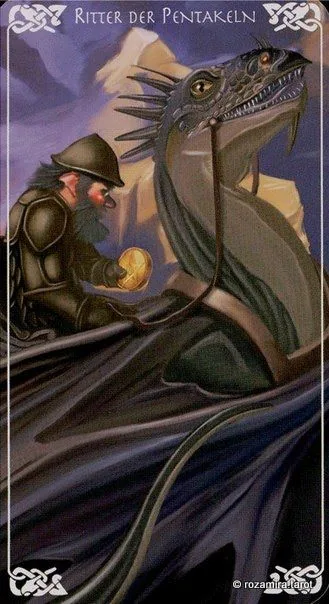 Knight of Pentacles card from the Bayless Tarot deck