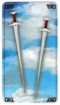 Two of Swords card from the Bayless Tarot deck