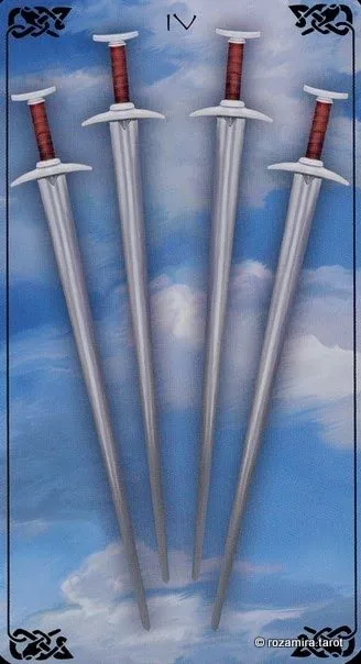 Four of Swords card from the Bayless Tarot deck