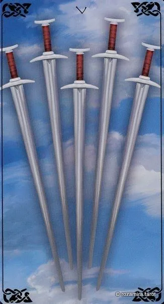 Five of Swords card from the Bayless Tarot deck